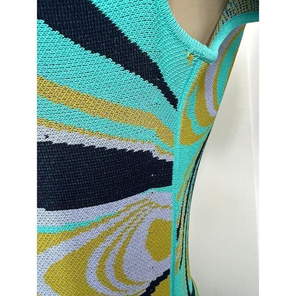 EMILIO PUCCI Turquoise Onde Print Fit & Flare Knit Knee Length Dress Siz… - Picture 5 of 14